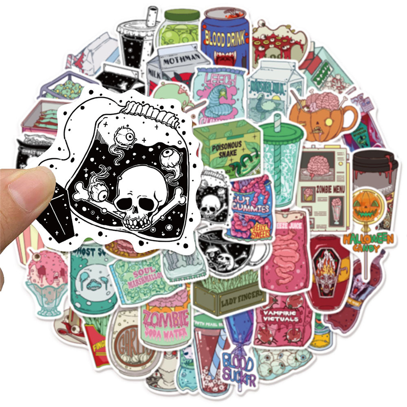 Zombie Snacks - 50 STKS Zombie Voedsel Stickers Leuke