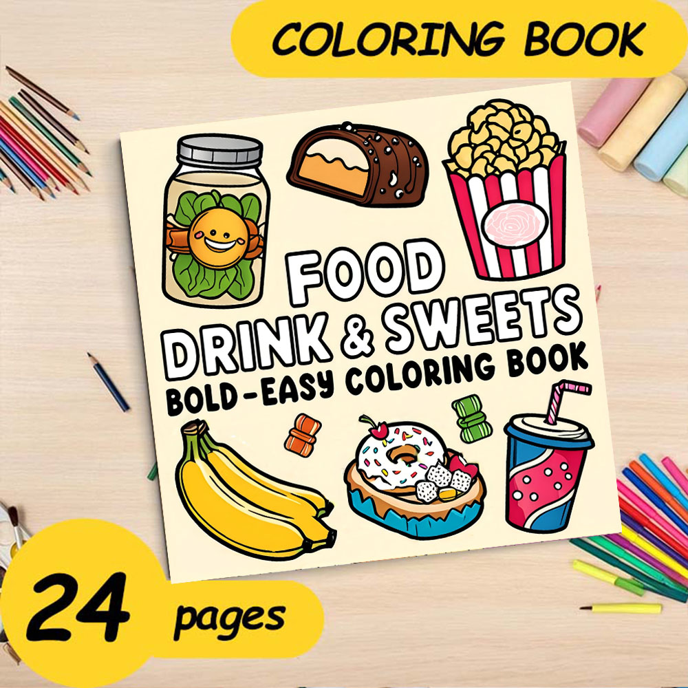 FOOD DRINK & SWEETS BOLD-EASY  - Food Y Snacks Coloring Book recensie en prijs
