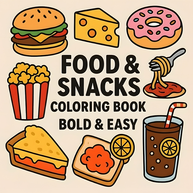 Dikke kleurboek met voedsel- e - Food Snacks Coloring Book recensie en prijs